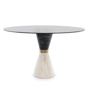 Base en marbre blanc avec dessus rond en marbre noir, tables basses et d'appoint pour la maison, les hôtels, les appartements, le salon - Product Image 1