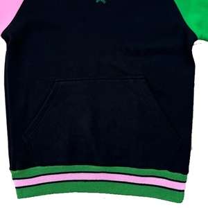 Sudadera de Mujer Sorority Alpha con Bloques de Color, Cuello Redondo, Manga Larga, Tejido de Algodón, Negro, Rosa, Verde, con Bolsillo, para Otoño - Product Image 3