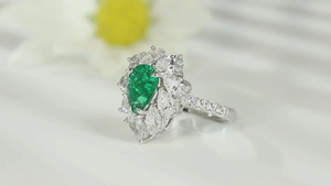 Anillo de cóctel para mujer con diamante talla pera, diseño floral, estilo de lujo, anillo de compromiso con engaste de puntas - Product Image 5