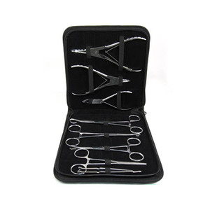 Kits de Perforación al por Mayor OEM, Acero Inoxidable Alemán, Kits Completos para Perforar Orejas, Nariz y Pezones, Estuche de Cuero Negro, Herramientas de Perforación - Product Image 5