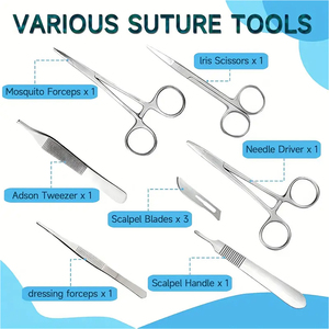 Kit Completo de Práctica de Sutura para Estudiantes de Medicina, Producto de Acero Inoxidable, Kits de Sutura Personalizados para Uso Médico de Primeros Auxilios - Product Image 3