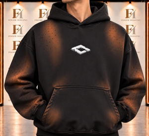 Sweat-shirt à capuche oversize pour homme, style vintage délavé, avec strass, coupe ample - Product Image 6