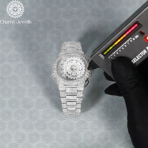 Montre de Luxe Charm Jewells en Acier Inoxydable, Boîtier 40mm, Verre Mécanique Lumineux, Style Hip Hop Élégant, Bracelet Unisexe 20mm, Étanchéité 10 Bar - Product Image 4