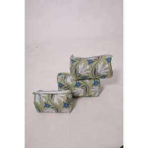 Pochette de maquillage en coton à imprimé floral, trousse de toilette de voyage, trousse de toilette à fermeture éclair, organiseur en coton floral - Product Image 1