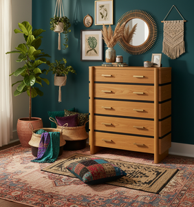 <b>5</b>-drawer Modern Eco-Friendly Chest Mango Bed <b>Frame</b> for Bedroom Handcrafted Home Furniture Premium Quality Indoor Wholesale - Product Image 6