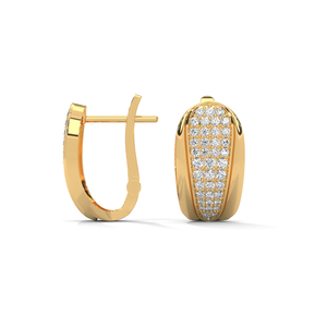 ต่างหูทองคำประดับเพชรแบบปาเว่ทรงบาหลี - Product Image 3