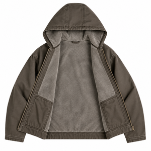 Chaqueta Casual para Hombre con Capucha y Cierre, Forro Polar Grueso, Corte Holgado, Abrigo de Invierno - Product Image 3