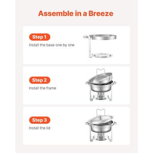 Set da 4 Pezzi: Scaldavivande/Chafing Dish in Acciaio Inossidabile da 5 Qt con 4 Vasche Grandi, Scaldavivande con Coperchio, Stoviglie per Buffet e Decorazioni per Feste - Product Image 5