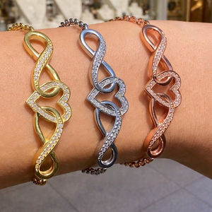 Bracelet tennis en moissanite et argent sterling 925 plaqué or rose, grand cœur infini, cadeau de luxe pour fêtes et usage quotidien - Product Image 1