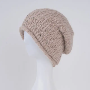 Elegant Knitted Beanie <b>Hat</b> With Rhinestone Decoration For <b>Women</b> Solid Color <b>Winter</b> Warm <b>Hat</b> Handmade Acrylic Casual Style - Product Image 5