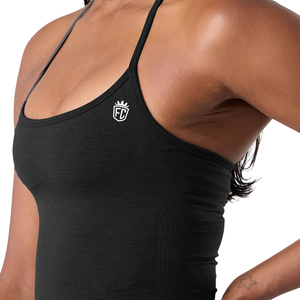 Womens Halter Seamless Tank Black Built In Support Stretch Fit Yoga Gym Training Activewear <b>Bodysuit</b> Style Top - Product Image 5