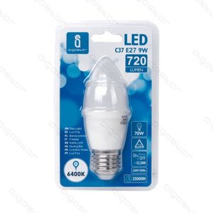หลอดไฟ LED C37 E27 9W 720 ลูเมน 6400K สีขาวนวล อายุการใช้งาน 25000 ชม. - Product Image 1