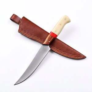 Couteau à filet BLADE MARK fait main, lame fixe, manche en bois de rose, fourreau en cuir, pour la pêche, la cuisine, le désossage, logo personnalisé - Product Image 1