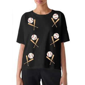 Premium Baseball Team Spring Summer Women Glitter Half Sleeve Loose Fit Game Day Embroidery Breathable Custom <b>Sequin</b> Work Cotton - Product Image 3