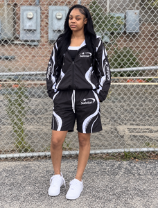 Custom Men’s Tracksuit Set Black & <b>White</b> Windbreaker Jacket Shorts <b>2</b> <b>Piece</b> Sportswear Jogging Suit Sublimation Training Outfit - Product Image 3