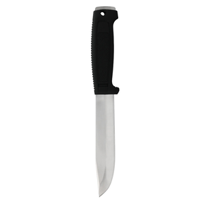 Black Fixed Blade <b>Outdoor</b> Knives with Silver Blade Ergonomic Textured Handle Black Protective Sheath and Belt Strap for Camping - Product Image 1