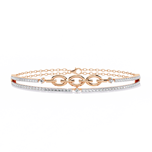 Bracelet en or massif 9K, 10K, 14K, 18K pour femme, avec maillons mariniers, pavé de diamants et double chaîne câble, diamants de laboratoire CVD - Product Image 6