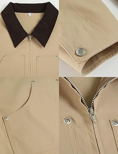 Women's beige Genuine <b>Leather</b> Moto <b>Jacket</b> Full Sleeve Stand Collar Zipper Closure Autumn Style - Product Image 3