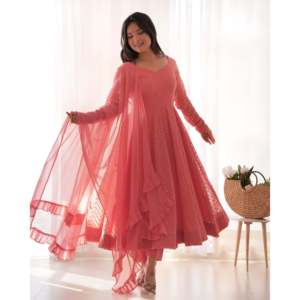 Ensemble de costumes Anarkali pour femmes de designer pour les fêtes, y compris le bas et Dupatta - Product Image 1