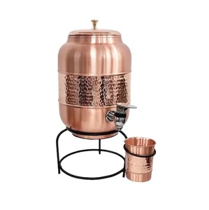Handmade Hammered Copper Water Dispenser Tank Beverage Dispenser <b>Jar</b> with Spigot & Stand Vintage Wedding Party Drinkware - Product Image 2