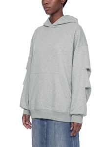 Sweat-shirt à capuche unisexe surdimensionné gris uni en molleton de coton avec impression numérique, respirant, poche kangourou, coupe classique, idéal pour l'automne - Product Image 2