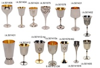 Élégant ensemble de coupes de Kiddoussah faites à la main en acier inoxydable bicolore or et argent, avec sous-verre, sans BPA, anti-fuite, compatible lave-vaisselle