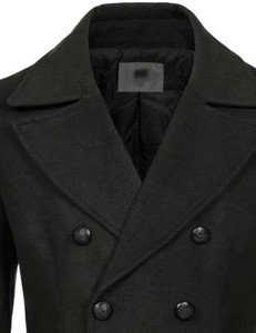 <b>Men's</b> <b>Black</b> Single Breasted Wool Blend Overcoat Classic <b>Long</b> Winter <b>Coat</b> Thick Warm Outerwear OEM ODM Wholesale Manufacturer - Product Image 2