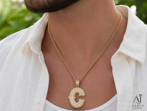 Collier Pendentif Lettre Hip Hop Moissanite Givrée en Argent 925 Plaqué Or avec Chaîne Certifiée Unisexe Bling Breloque Initiale Bijou - Product Image 1