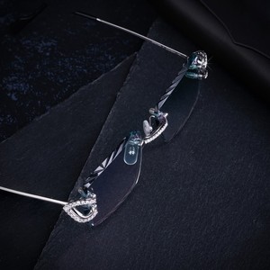 Rimless Lightweight Rectangle Diamond Cut Sunglasses Gradient Lens Eyeglasses <b>Frame</b> Fashion Unisex Outdoor Streetwear - Product Image 2