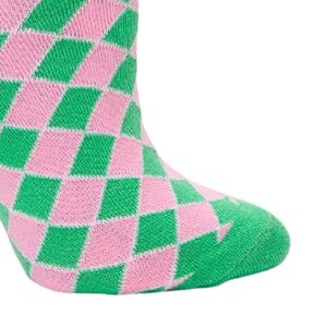 Green Pink Argyle Pattern Crew <b>Socks</b> Cotton Blend Fashion <b>Socks</b> Casual Ankle <b>Socks</b> Soft Comfortable Footwear For <b>Women</b> Daily - Product Image 3