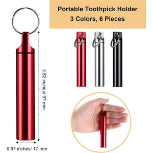 Set di 6 Portastuzzolini Portatili in Metallo, Dispenser in Lega di Alluminio, Piccola Scatola per Stuzzolini con Stuzzolini Inclusi - Product Image 3