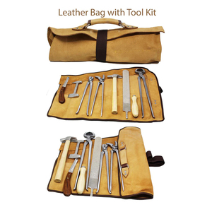 Horse Farrier Hoof Grooming Shoe Care <b>Tool</b> <b>Kit</b> with leather <b>bag</b> Professional Equine Veterinary Instrument Set Best OEM - Product Image 5