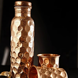 Luxury Hammered <b>Copper</b> <b>Drinking</b> <b>Bottle</b> Premium Hydration Flask for Lifestyle Stores Wellness Brands and Gifts - Product Image 1