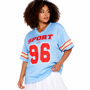 Streets Women’s Oversized <b>Mesh</b> American Football Jersey Plus Size Vintage Athletic Tee OEM Sportswear Manufacturer Private Label - Product Image 1