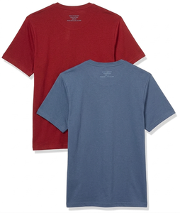 T-shirts en coton pour hommes, personnalisés, unis, rouge et bleu, manches courtes, doux, respirants, séchage rapide, tendance, col en V - Product Image 2