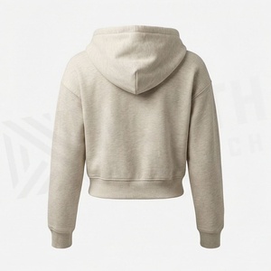Wholesale High Quality Plus Size Custom Pullover Hoodie French Terry Fleece Puff Print Oversized Crop Top Sweatshirt - Product Image 2