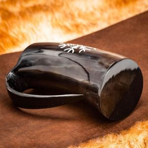 Taza Vikinga Personalizada de Cuerno de Búfalo Natural de Alta Calidad con Diseño de Ángel, Hecha a Mano, Tamaño Personalizado - Product Image 6