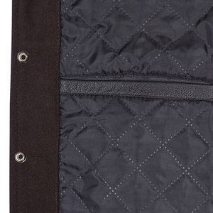 Veste universitaire pour homme, manches en cuir PU, couleur unie, col rabattu, vêtements décontractés pour l'automne - Product Image 4