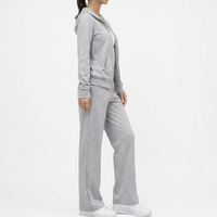Ensemble de survêtement OEM gris avec veste zippée ample et pantalon à jambes larges à cordon de serrage – Tenue décontractée 2 pièces