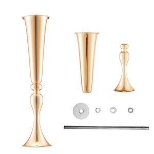 Jarrones de Metal Dorado en Forma de Trompeta para Centros de Mesa y Decoraciones de Mesa para Bodas, 56 cm/22.05 pies de Altura, 2 Piezas - Product Image 1
