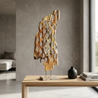 Sculpture en bois artisanale moderne Krawang, motif treillis, pour table, œuvre d'art décorative, décoration intérieure, accent de présentation, anniversaire