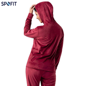 Ensemble de survêtement à capuche pour femme SPOFIT, couleur unie, fermeture éclair intégrale, sweat-shirt et pantalon, respirant, style décontracté, automne - Product Image 3