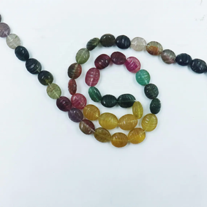 Perles ovales lisses sculptées à la main en tourmaline de qualité AAA, pierres précieuses naturelles provenant de la Gem Store indienne pour la fabrication de bijoux - Product Image 6