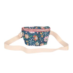 Sac bandoulière matelassé en coton imprimé à la main avec fermeture éclair, motif floral tendance, sac banane - Product Image 1