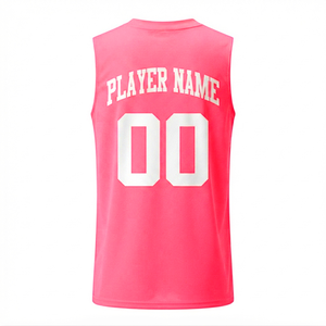 Conjunto de Camiseta de Baloncesto Rosa Unisex, Cuello en V, Sin Mangas, Estampado Geométrico Sublimado, Absorbe la Humedad, 100% Poliéster, Cintura Elástica - Product Image 5