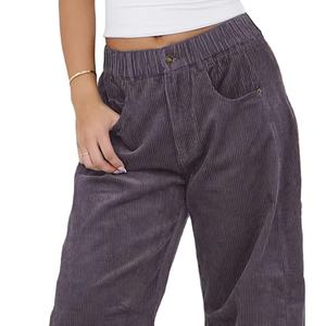 Pantalones Vaqueros de Cintura Media para Mujer, Estilo Baggy, Pierna Ancha, de Pana, Cortos, con Bolsillos, Nueva Llegada de Bangladés, Directo de Fábrica - Product Image 1