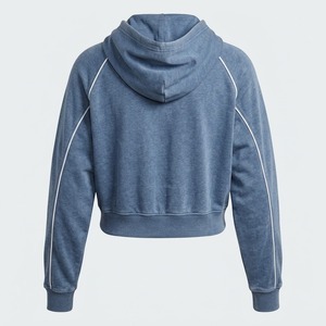 Sudadera Corta de Algodón con Capucha Azul para Mujer, de Manga Larga, Estilo Deportivo de Invierno, Bordada, OEM, Tejida, Talla Grande, la Más Vendida - Product Image 2