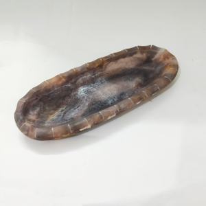 Vajilla de resina acrílica moderna hecha a mano, forma ovalada, comida fría, ensaladera de frutas con patrón de mármol para fiestas - Product Image 6