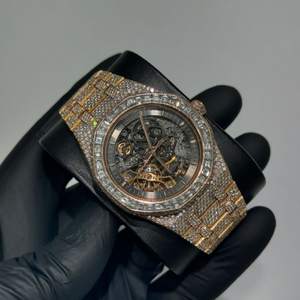 Montre de luxe Hip Hop avec diamants Moissanite VVS de laboratoire taille ronde, bracelet en caoutchouc, montre mécanique faite à la main - Product Image 6