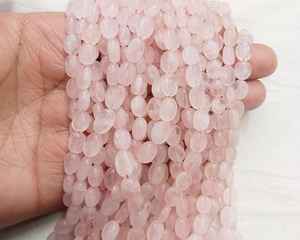Perles ovales en quartz rose naturel, perles de pierres précieuses, pour la fabrication de bijoux, vente en gros - Product Image 3